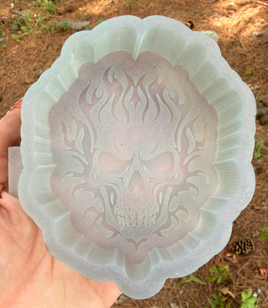 Flaming Skull Freshie Mold | Handmade Silicone Car Freshie Mold