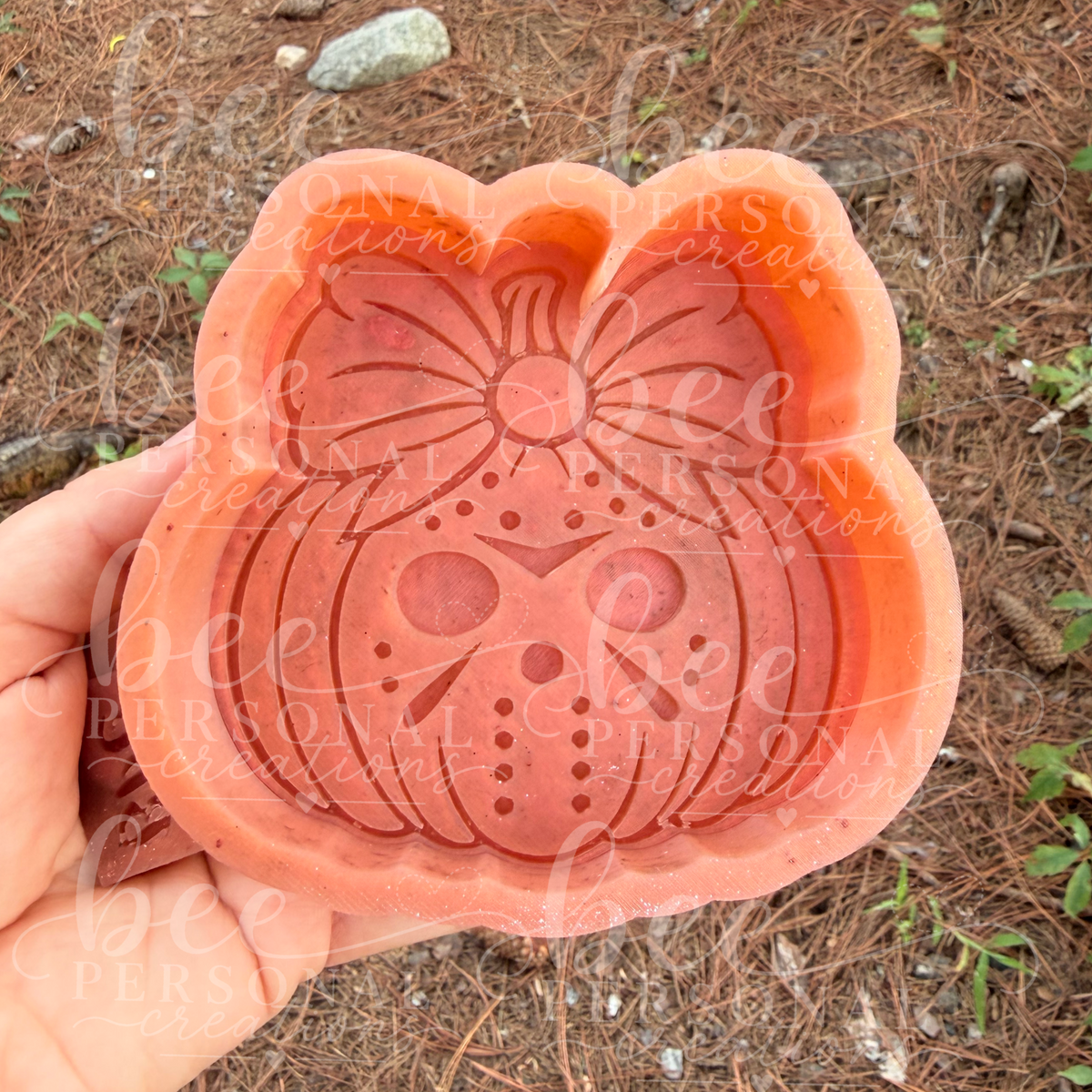 Spooky Pumpkin Hockey Mask Silicone Freshie Mold | Halloween Car Freshie Mold