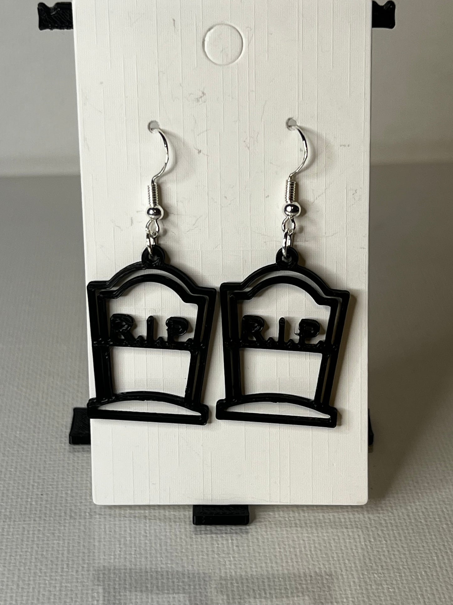 Tombstone "RIP" 3D Printed Earrings