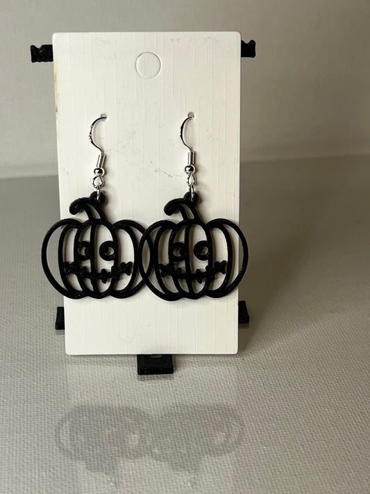 Pumpkin Face 3D Printed Earrings
