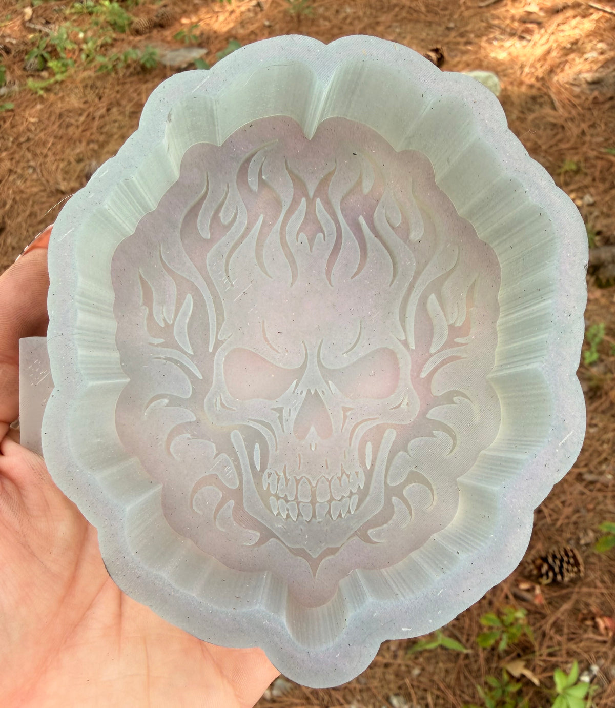 Flaming Skull Freshie Mold | Handmade Silicone Car Freshie Mold