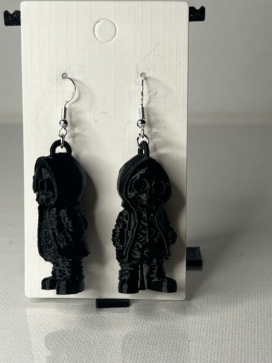 Skeleton in a hoodie 3D Printed Earrings