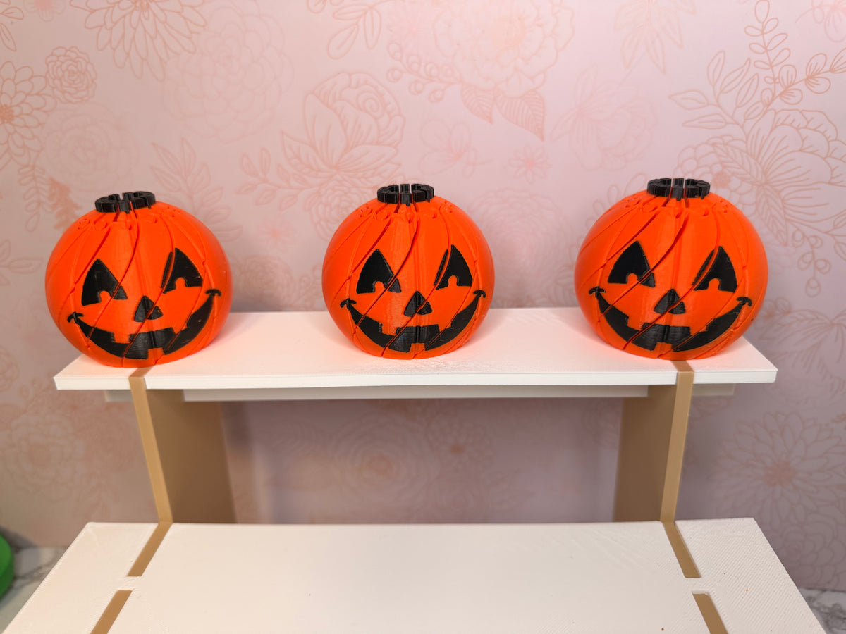 Jack-O’-Lantern Sliding Fidget | 3D Printed Collapsible Pumpkin Toy