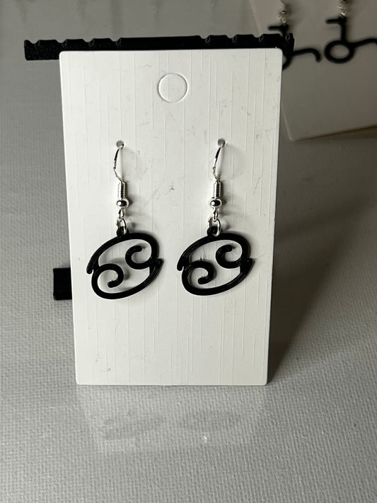 Cancer Zodiac Sign 3D Printed Earrings