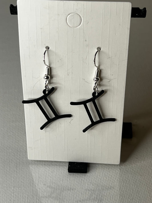 Gemini Zodiac Sign 3D Printed Earrings