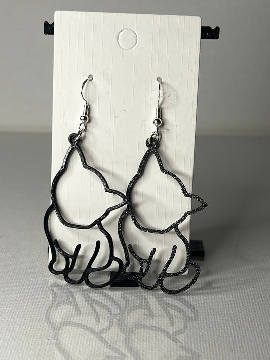 Cat Outline 3D Printed Earrings